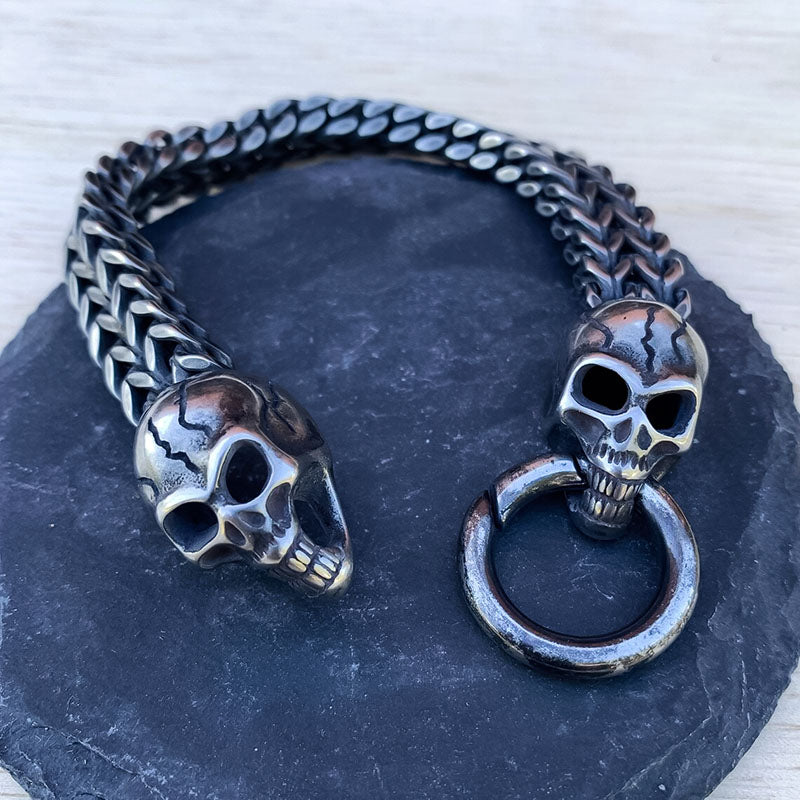 Vintage Double Skull Heads Bracelet