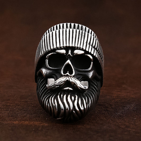 Outlaw Beard Skull Ring